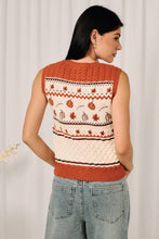 Load image into Gallery viewer, ROUND NECK BUTTON DOWN PUMPKIN GRAPHIC CABLE SWEATER VEST
