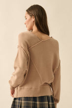 Load image into Gallery viewer, Solid Knit V-Neck Exposed-Seam Sweater
