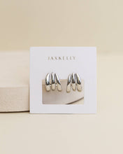 Load image into Gallery viewer, Silver Three Hoop Huggie - Earring
