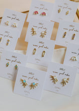 Load image into Gallery viewer, Sun Ray - White Opal - Gold Earrings
