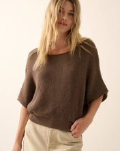 Load image into Gallery viewer, Short-Sleeve Pointelle Ribbed Knit Sweater
