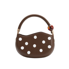 Load image into Gallery viewer, Jennie Chocolate Recycled Vegan Polka Dot Top Handle Bag
