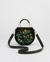 Load image into Gallery viewer, Sunflower Green Velvet Embroidered Top Handle Bag
