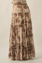 Load image into Gallery viewer, Floral-Print Mesh Tiered Ruffle Elastic-Waist Maxi Skirt
