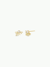 Load image into Gallery viewer, Sun Ray - White Opal - Gold Earrings

