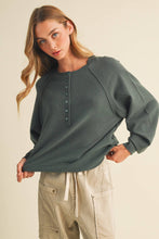 Load image into Gallery viewer, Brushed Knit Henley Raglan Pullover
