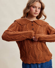 Load image into Gallery viewer, Ruffle Collar Cable Knit Sweater
