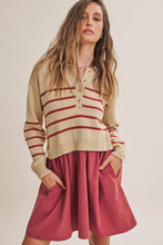 Load image into Gallery viewer, THE SANDY STRIPED POLO SWEATER MINI DRESS
