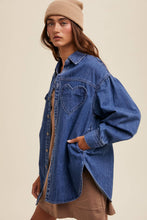 Load image into Gallery viewer, Heart Detail Oversized Denim Shirt
