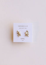 Load image into Gallery viewer, Sun Ray - White Opal - Gold Earrings
