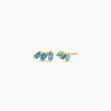 Load image into Gallery viewer, Offset Trio - Fire Opal - Gold Earrings
