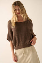 Load image into Gallery viewer, Short-Sleeve Pointelle Ribbed Knit Sweater

