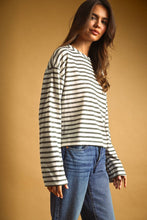 Load image into Gallery viewer, LONG SLEEVE STRIPED SLUB TOP
