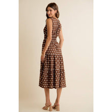 Load image into Gallery viewer, POLKA DOT SLEEVELESS SMOCKED WAIST MIDI LINED DRESS
