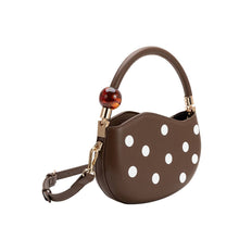 Load image into Gallery viewer, Jennie Chocolate Recycled Vegan Polka Dot Top Handle Bag

