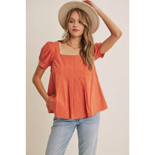 Load image into Gallery viewer, SUNDAY COTTON PUFF-SLEEVED PLEATED BLOUSE
