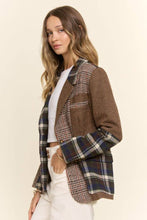 Load image into Gallery viewer, Mixed Plaid And Herringbone Patchwork Blazer Jacket
