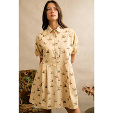 Load image into Gallery viewer, MALLARD DUCK PRINT PUFF SLEEVE MINI DRESS
