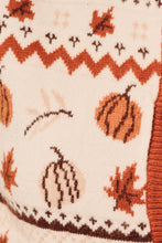 Load image into Gallery viewer, ROUND NECK BUTTON DOWN PUMPKIN GRAPHIC CABLE SWEATER VEST
