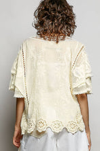 Load image into Gallery viewer, V-neck Short Sleeve Crochet Trim Solid Top

