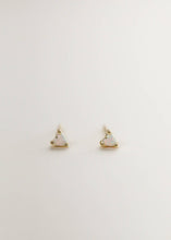 Load image into Gallery viewer, Tiny White Opal Heart Gold Earrings
