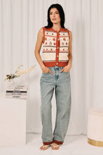 Load image into Gallery viewer, ROUND NECK BUTTON DOWN PUMPKIN GRAPHIC CABLE SWEATER VEST
