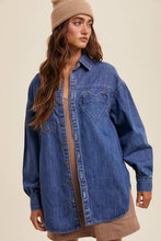 Load image into Gallery viewer, Heart Detail Oversized Denim Shirt
