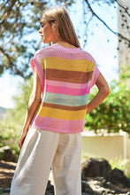 Load image into Gallery viewer, Crochet Multi Striped Pullover Knit Sweater Vest
