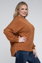 Load image into Gallery viewer, Plus Brushed Melange Drop Shoulder Sweater
