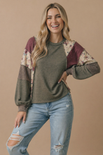Load image into Gallery viewer, Mixed Media Patchwork Pullover Knit Top
