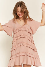 Load image into Gallery viewer, TIERED RUFFLE MINI DRESS
