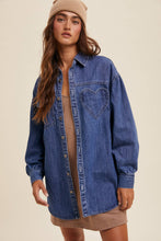 Load image into Gallery viewer, Heart Detail Oversized Denim Shirt
