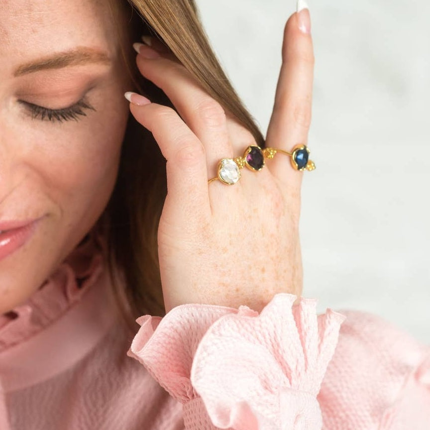 Emma Crystal Adjustable Birthstone Rings