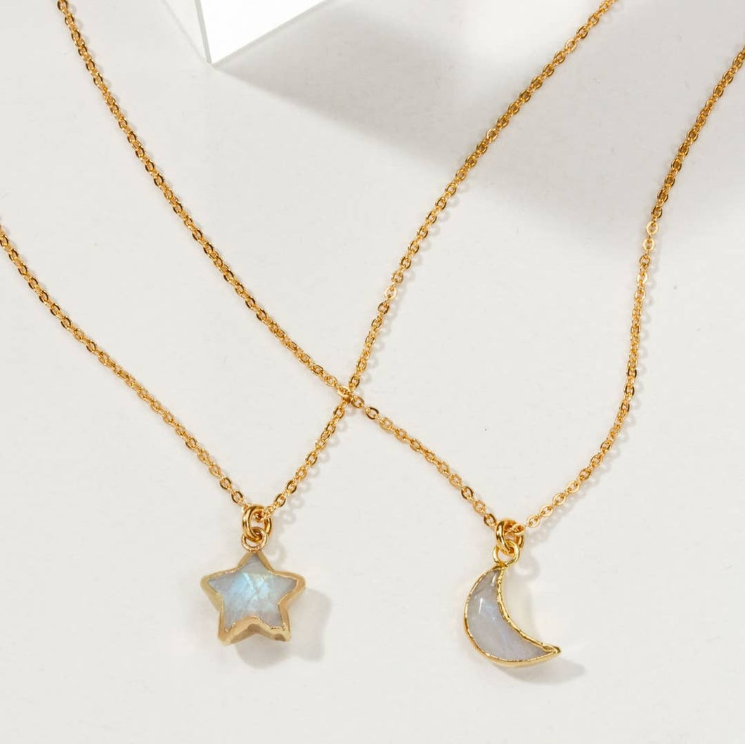 Crescent Horn Toggle Necklace- Aquamarine