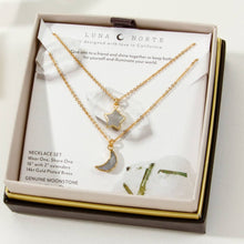Load image into Gallery viewer, To the Moon and Back Best Friend Necklace Set- Moonstone
