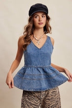 Load image into Gallery viewer, Denim Peplum Tank Top
