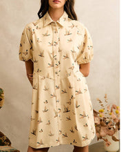 Load image into Gallery viewer, MALLARD DUCK PRINT PUFF SLEEVE MINI DRESS
