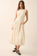 Load image into Gallery viewer, Linen-Blend Bubble Midi Dress Oatmeal
