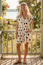 Load image into Gallery viewer, Polka Dot Button Down Pleated Poplin Mini Dress
