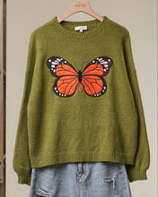 Load image into Gallery viewer, Embroidered Butterfly Crewneck Sweater
