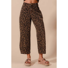 Load image into Gallery viewer, TWO TONED LEOPARD PRINT TWILL MID RISE WIDE PANTS
