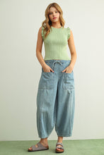 Load image into Gallery viewer, SOFT DENIM BARREL PANTS WITH SELF BELT
