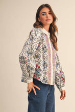 Load image into Gallery viewer, FLORAL BORDER PRINT BUTTON UP TOP
