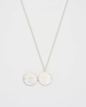 Load image into Gallery viewer, Nightshade Moon Round Silver Locket Chain Necklace
