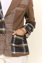 Load image into Gallery viewer, Mixed Plaid And Herringbone Patchwork Blazer Jacket

