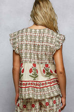 Load image into Gallery viewer, V-Neck Floral Pattern Ruffle Sleeve Top
