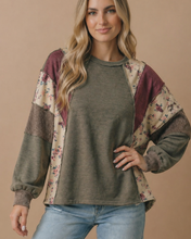 Load image into Gallery viewer, Mixed Media Patchwork Pullover Knit Top
