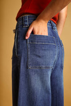 Load image into Gallery viewer, DARK WASHED TIED IN FRONT DENIM PANTS
