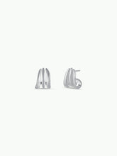 Load image into Gallery viewer, Silver Three Hoop Huggie - Earring
