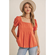 Load image into Gallery viewer, SUNDAY COTTON PUFF-SLEEVED PLEATED BLOUSE
